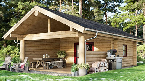 Whitefish Creek II Halbstammblockhaus