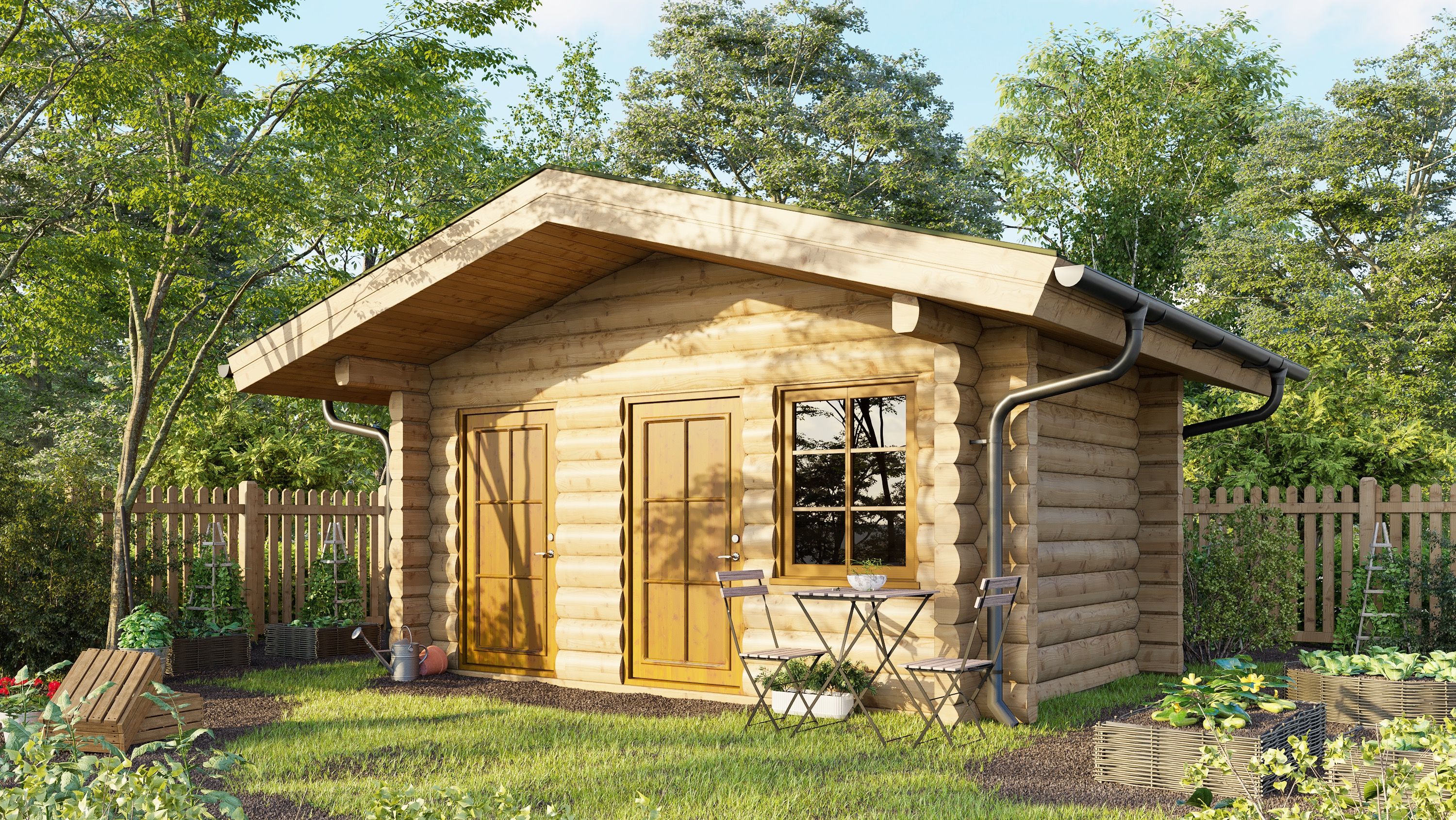 Halbstammblockhaus für den Garten_Modell Sheperd Creek