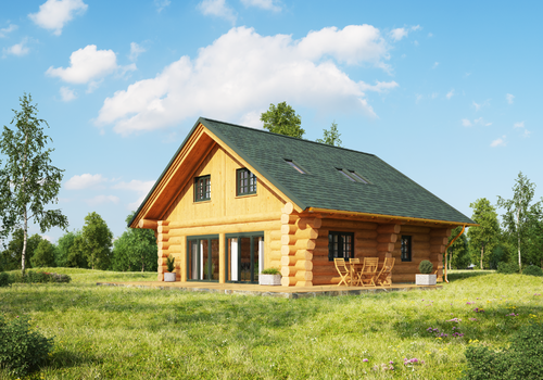 Naturstammhaus "Bridger" - Rückseite