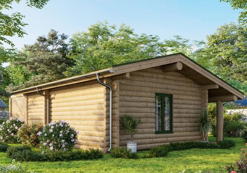 Halbstamm Blockhaus Whitefish Creek_Rückansicht