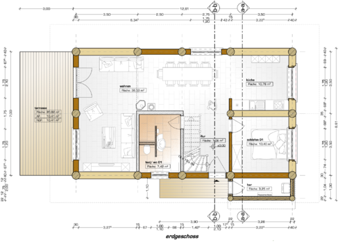 Post & Beam Blockhaus "Blackfoot" - Grundriss Erdgeschoss
