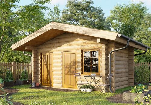 Gartenblockhaus in Halbstammbauweise_Modell Sheperd Creek