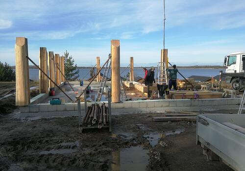 Die Montage von Haus #3 beginnt...