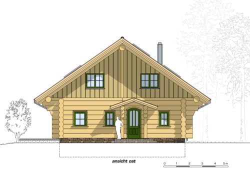 Naturstammhaus Bridger_Ansicht Ost