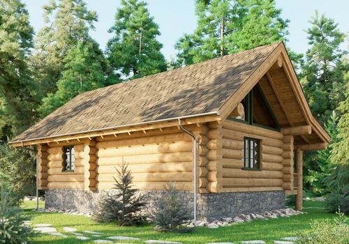 Naturstammhaus "Weekender II" - Rückseite