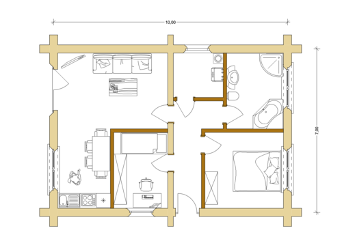 Kanadisches Blockhaus "Beaver Creek" - Grundriss