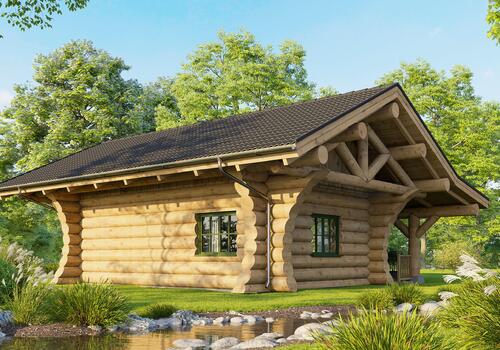 Naturstammhaus "Weekender III" - Ansicht von hinten