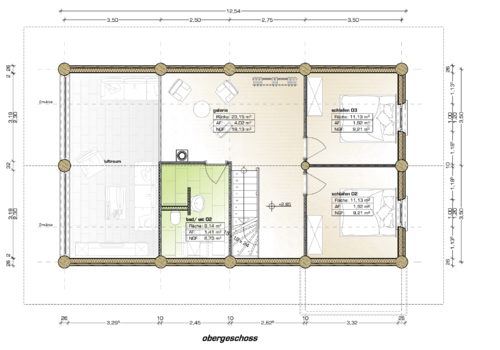 Post & Beam Blockhaus "Blackfoot" - Grundriss Obergeschoss