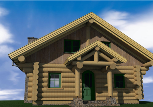 Naturstammhaus "Trout Creek Lodge" - Ansicht Hauseingang