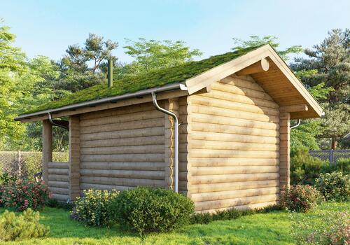 Halbstamm Blockhaus Whitefish Creek 3,80x3,80m - Rückseite