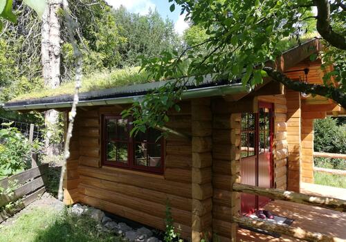 Halbstamm Blockhaus Sheperd Creek_Gründach