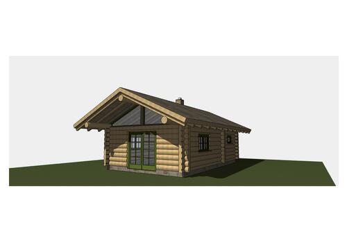 Pläne Halbstamm Blockhaus Whitefish Creek II 5x8m_Ansicht von vorn