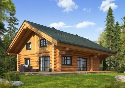 Naturstammhaus "Fall Creek Lodge" - Rückseite