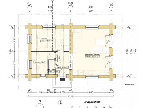Blockhaus "Weekender I" - Grundriss EG ohne Windfang
