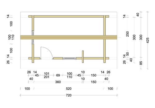 Grundriss Halbstamm Blockhaus Sheperd Creek 5,20m x 2,50m