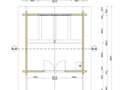 Whitefish Creek 5x5m + Vordach_Grundriss