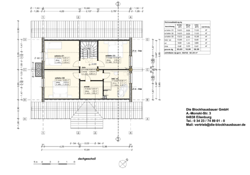 Kanadisches Blockhaus "Tucker" - Grundriss Obergeschoss - Variante 1