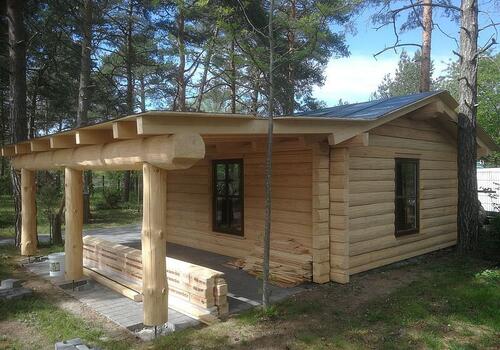 Gartenblockhaus Whitefish Creek in der Rückansicht DIE BLOCKHAUSBAUER in Sachsen 