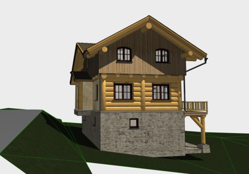 Post and Beam Blockhaus "Moose I" - Seitliche Ansicht