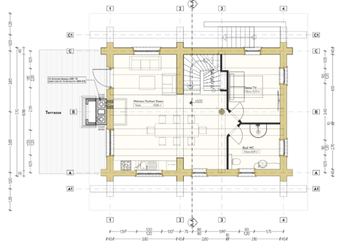 Blockhaus Tucker - Grundriss EG - Alternative 2