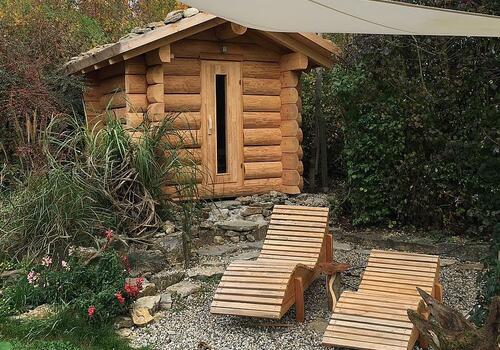 Kleine Blockhaussauna Little Fox für den Garten DIE BLOCKHAUSBAUER in Sachsen