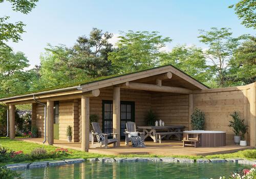 Halbstamm Blockhaus Whitefish Creek mit Jacuzzi