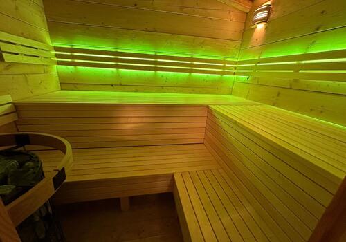 Halbstammblockhaus Sauna "Deer River" - Ambiente Innen 