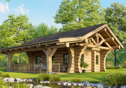 Naturstammhaus "Weekender III" - Ansicht von vorn