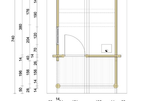 Halbstamm Blockhaus Whitefish Creek Grundriss 3,80 x 3,80m