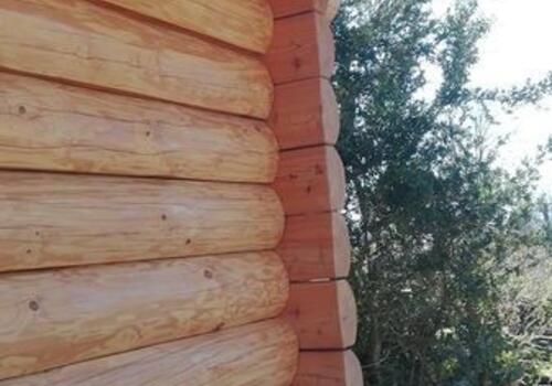 Blockhaus-Sauna Little Fox. Keine Bodenplatte nötig. DIE BLOCKHAUSBAUER in Sachsen