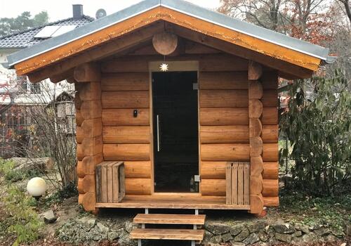 Gartensauna Blockhaussauna "Little Fox" ohne Bodenplatte realisierbar