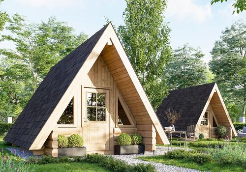 Ansicht Blockhaus Finnhütten von vorn