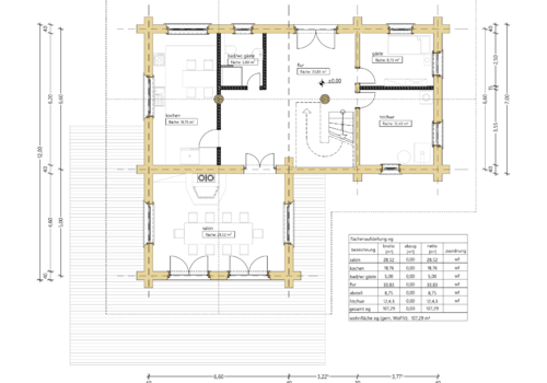 Blockhaus Whitehorse Lodge - Grundriss Erdgeschoss