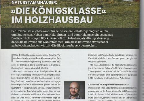 Erste Seite des Artikel zum Blockhausbau