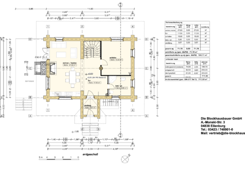Kanadisches Blockhaus "Tucker" - Grundriss Erdgeschoss Variante 1