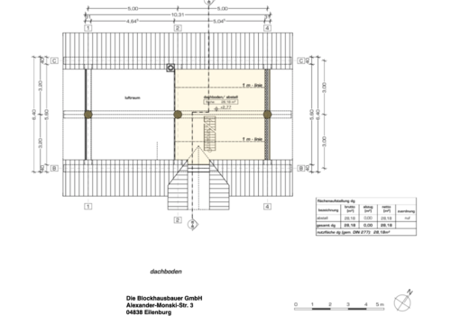 Kanadisches Blockhaus "Weekender I" - Grundriss Obergeschoss