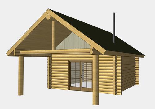 Whitefish Creek 5x5m + Vordach_Ansicht