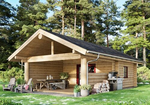 Halbstamm Blockhaus Whitefish Creek II_5x8m