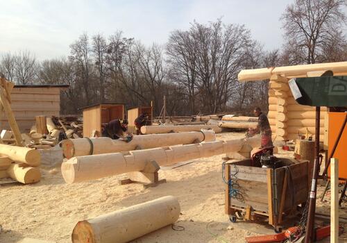 Produktion eines Blockhaus