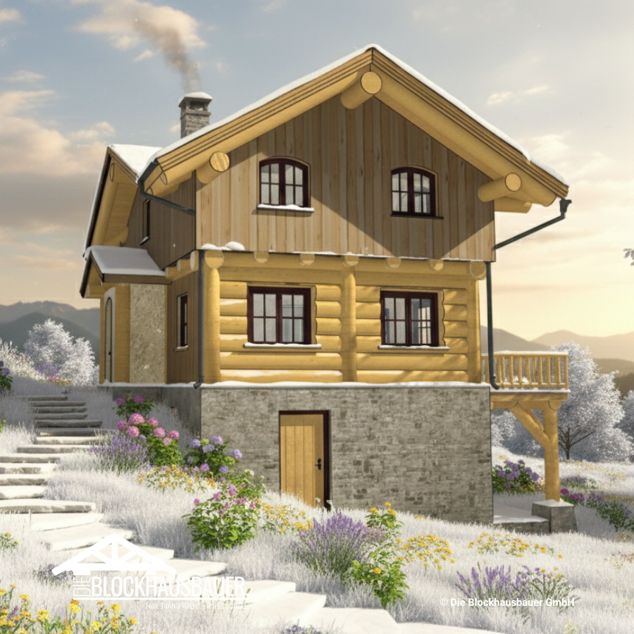 Naturstamm-Fachwerk - Hanglage mit Balkon & Terrasse